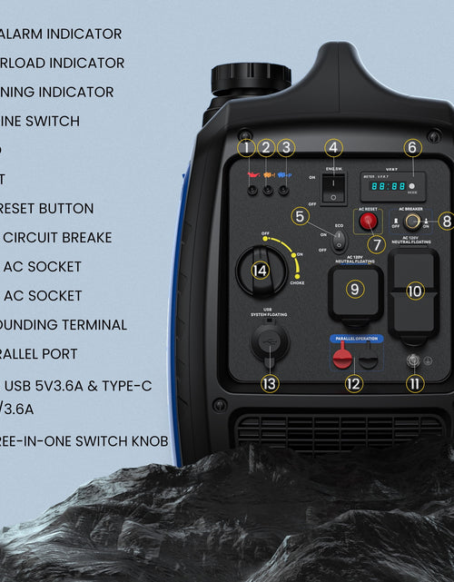 Load image into Gallery viewer, 3500W Portable Inverter Generator, Dual Fuel Super Quiet Generator, Eco-Mode Feature, Parallel Capability, EPA Compliant, Lightweight for Backup Home &amp; Camping
