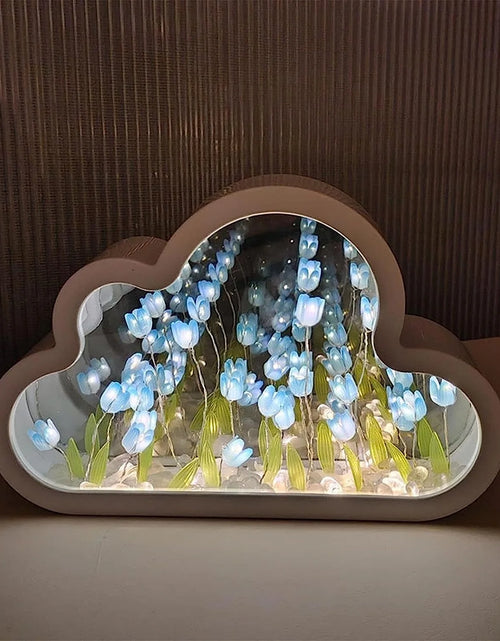 Load image into Gallery viewer, Tulip Lamp Tulip Mirror Night Light,  Tulip Cloud Desk Lamp - LED Living Room Bedside Desktop Ornaments,Night Light for Bedroom (Blue)
