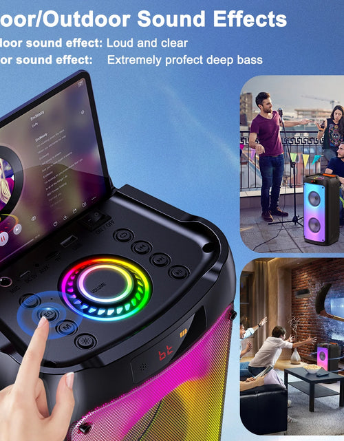 Load image into Gallery viewer, Bluetooth Speaker, Portable Party Speaker with 2 Microphones, DJ Lights for Outdoor and Home
