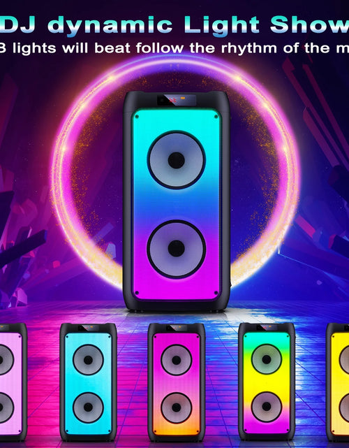 Load image into Gallery viewer, Bluetooth Speaker, Portable Party Speaker with 2 Microphones, DJ Lights for Outdoor and Home
