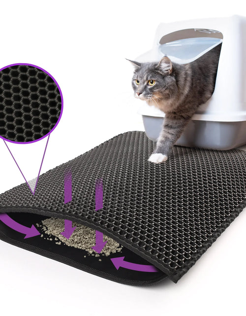 Load image into Gallery viewer, Cat Litter Mat, Double Layer Urine Waterproof Trapper Mat, Non-Slip,24X15 In, Black
