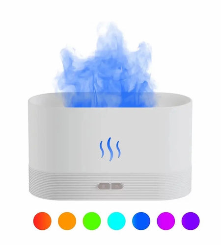 Humidifier,Ultrasonic Cool Mist Humidifier with 7 Colors Flame Lights,Essential Oil Diffuser,For Room,White