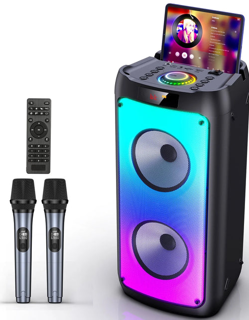 Load image into Gallery viewer, Bluetooth Speaker, Portable Party Speaker with 2 Microphones, DJ Lights for Outdoor and Home
