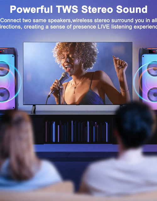 Load image into Gallery viewer, Bluetooth Speaker, Portable Party Speaker with 2 Microphones, DJ Lights for Outdoor and Home
