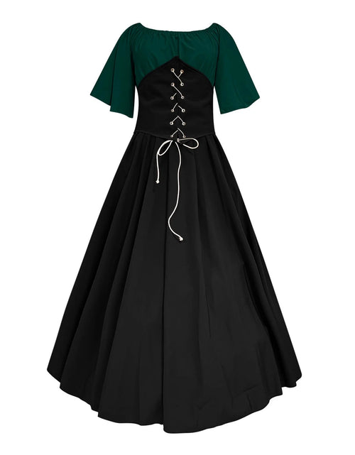 Load image into Gallery viewer, Womens Renaissance Faire Dresses Medieval Irish Traditional plus Size Dresses Ruffle over Dress Corset Retro Cosplay Gown

