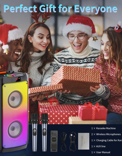 Load image into Gallery viewer, Bluetooth Speaker, Portable Party Speaker with 2 Microphones, DJ Lights for Outdoor and Home
