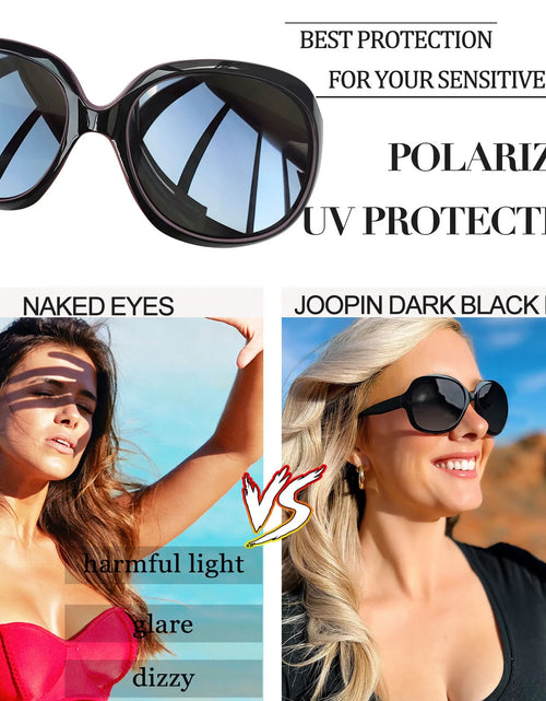 Load image into Gallery viewer, Polarized Sunglasses for Women, Ladies Wide Frame Sun Glasses UV Blocking (Black Purple)
