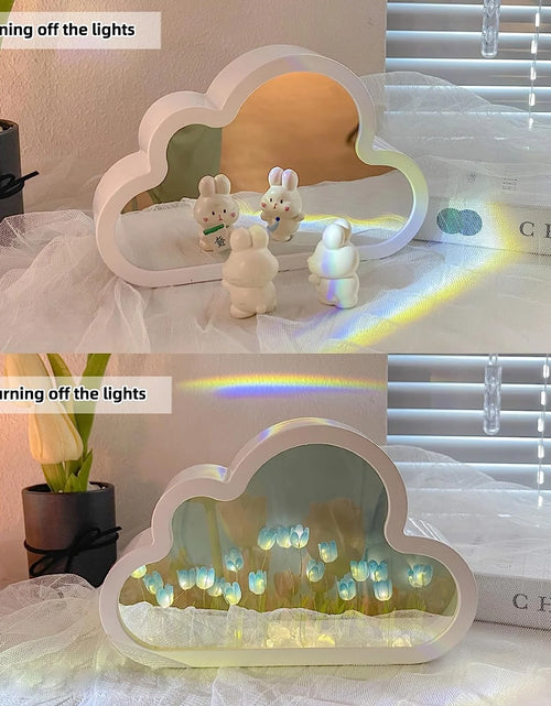 Load image into Gallery viewer, Tulip Lamp Tulip Mirror Night Light,  Tulip Cloud Desk Lamp - LED Living Room Bedside Desktop Ornaments,Night Light for Bedroom (Blue)
