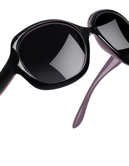 Load image into Gallery viewer, Polarized Sunglasses for Women, Ladies Wide Frame Sun Glasses UV Blocking (Black Purple)
