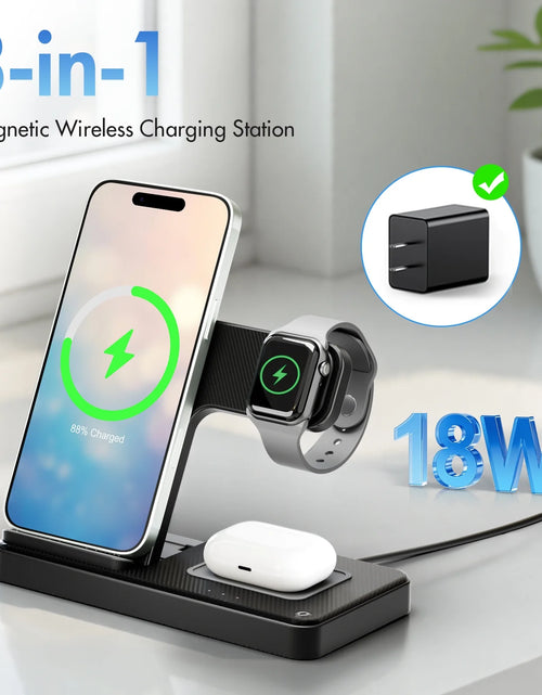Load image into Gallery viewer, Wireless Charger,15W Wireless Charging Station Compatible with Iphone 17 16 15 14 13 12 11 8 Pro Max Mini plus X XR XS Max SE Plus,For Iwatch 10 9 8 7 6 5 4 3 2 SE Ultra,For Airpods 4 3 2
