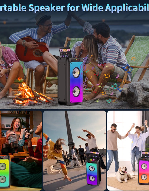 Load image into Gallery viewer, Bluetooth Speaker, Portable Party Speaker with 2 Microphones, DJ Lights for Outdoor and Home
