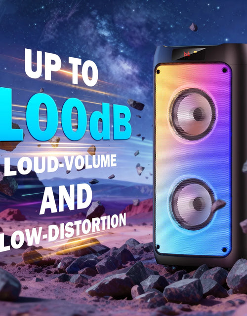 Load image into Gallery viewer, Bluetooth Speaker, Portable Party Speaker with 2 Microphones, DJ Lights for Outdoor and Home
