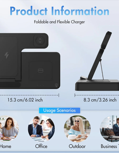 Load image into Gallery viewer, Wireless Charger,15W Wireless Charging Station Compatible with Iphone 17 16 15 14 13 12 11 8 Pro Max Mini plus X XR XS Max SE Plus,For Iwatch 10 9 8 7 6 5 4 3 2 SE Ultra,For Airpods 4 3 2
