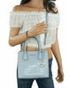 Pale Blue/Embossed Leather