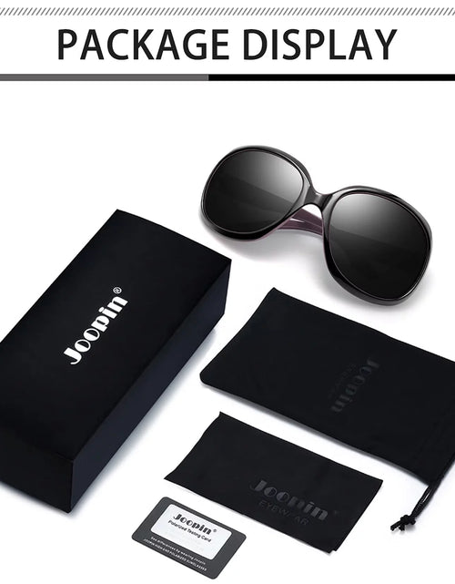 Load image into Gallery viewer, Polarized Sunglasses for Women, Ladies Wide Frame Sun Glasses UV Blocking (Black Purple)
