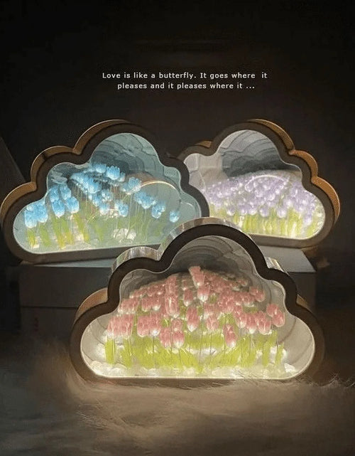 Load image into Gallery viewer, Tulip Lamp Tulip Mirror Night Light,  Tulip Cloud Desk Lamp - LED Living Room Bedside Desktop Ornaments,Night Light for Bedroom (Blue)
