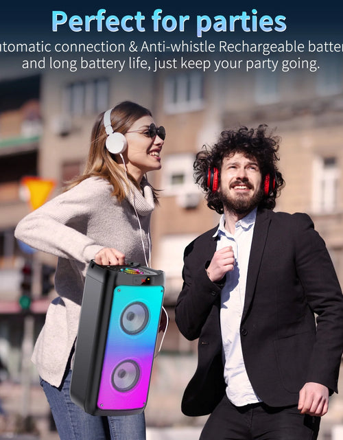 Load image into Gallery viewer, Bluetooth Speaker, Portable Party Speaker with 2 Microphones, DJ Lights for Outdoor and Home
