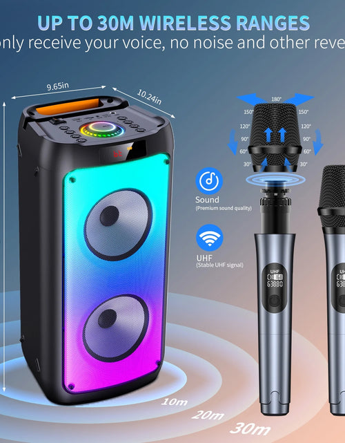 Load image into Gallery viewer, Bluetooth Speaker, Portable Party Speaker with 2 Microphones, DJ Lights for Outdoor and Home
