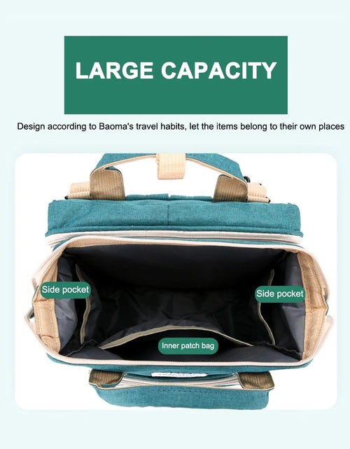 Load image into Gallery viewer, Diaper Bag Backpack, Multifunction Baby Bag with Changing Station, Foldable Crib, Insulation Milk Bottle Pocket, Waterproof Large Capacity Travel Bag with USB Charging Port, Gift for Mom Dad
