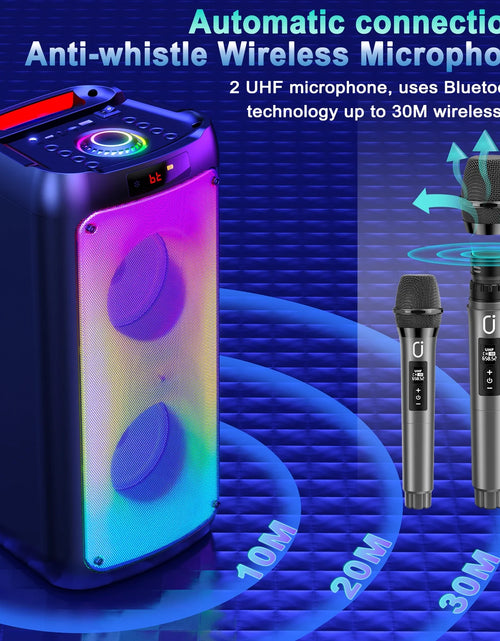 Load image into Gallery viewer, Bluetooth Speaker, Portable Party Speaker with 2 Microphones, DJ Lights for Outdoor and Home
