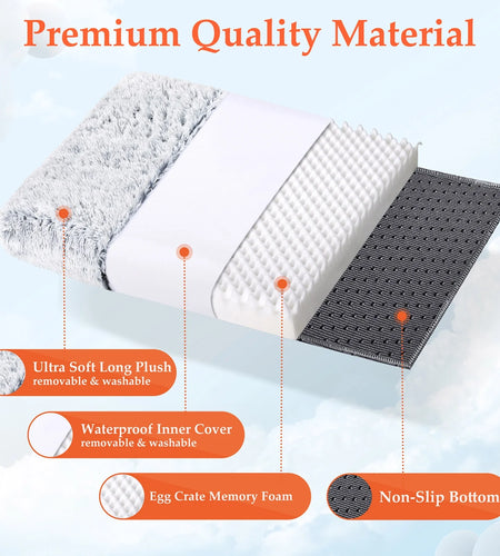Dog Bed for Large Dogs, Washable Egg Crate Memory Foam Orthopedic Cozy Soft Long Plush Calming Pet Bed for Large Medium Size Dogs Crate, 36"X28", Gray