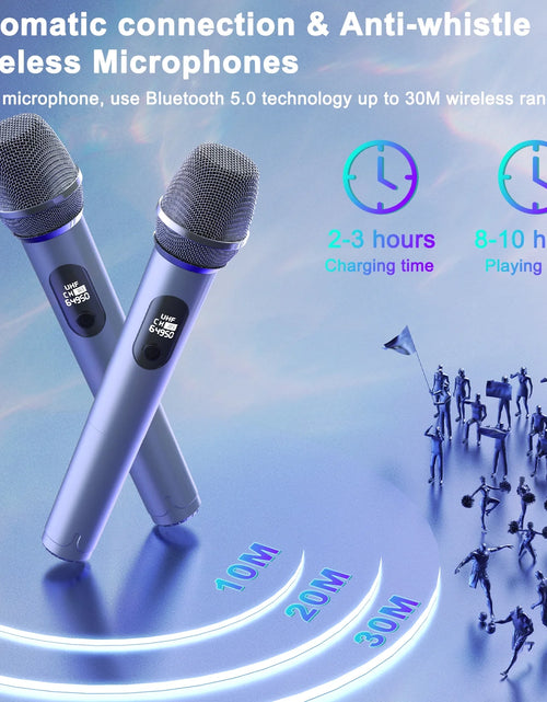 Load image into Gallery viewer, Bluetooth Speaker, Portable Party Speaker with 2 Microphones, DJ Lights for Outdoor and Home
