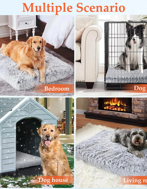 Load image into Gallery viewer, Dog Bed for Large Dogs, Washable Egg Crate Memory Foam Orthopedic Cozy Soft Long Plush Calming Pet Bed for Large Medium Size Dogs Crate, 36"X28", Gray

