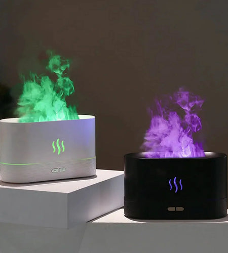Humidifier,Ultrasonic Cool Mist Humidifier with 7 Colors Flame Lights,Essential Oil Diffuser,For Room,White