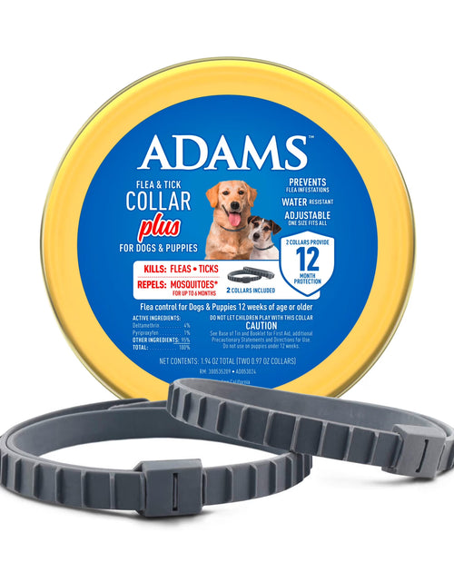 Load image into Gallery viewer, Flea &amp; Tick Collar plus for Dogs &amp; Puppies, 2 Pack, 12 Month Protection, Adjustable One Size, Kills Fleas, Ticks &amp; Repels Mosquitoes, excluding California
