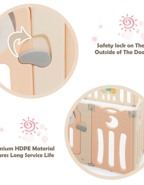Load image into Gallery viewer, 14-Panel Baby Playpen Kids Activity Center Foldable Play Yard with Lock Door
