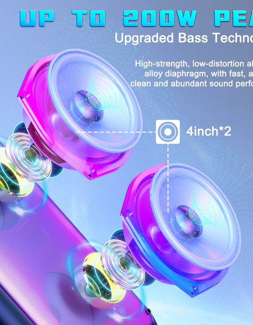 Load image into Gallery viewer, Bluetooth Speaker, Portable Party Speaker with 2 Microphones, DJ Lights for Outdoor and Home
