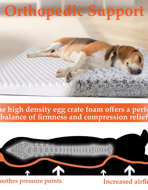 Load image into Gallery viewer, Dog Bed for Large Dogs, Washable Egg Crate Memory Foam Orthopedic Cozy Soft Long Plush Calming Pet Bed for Large Medium Size Dogs Crate, 36"X28", Gray
