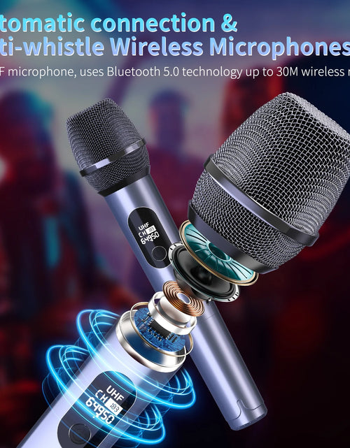 Load image into Gallery viewer, Bluetooth Speaker, Portable Party Speaker with 2 Microphones, DJ Lights for Outdoor and Home
